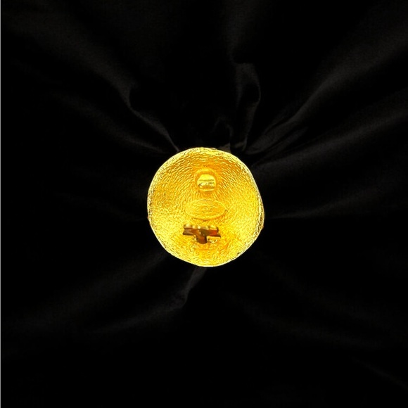 Chanel Gold Button Earrings - Authentic - Picture 4 of 7